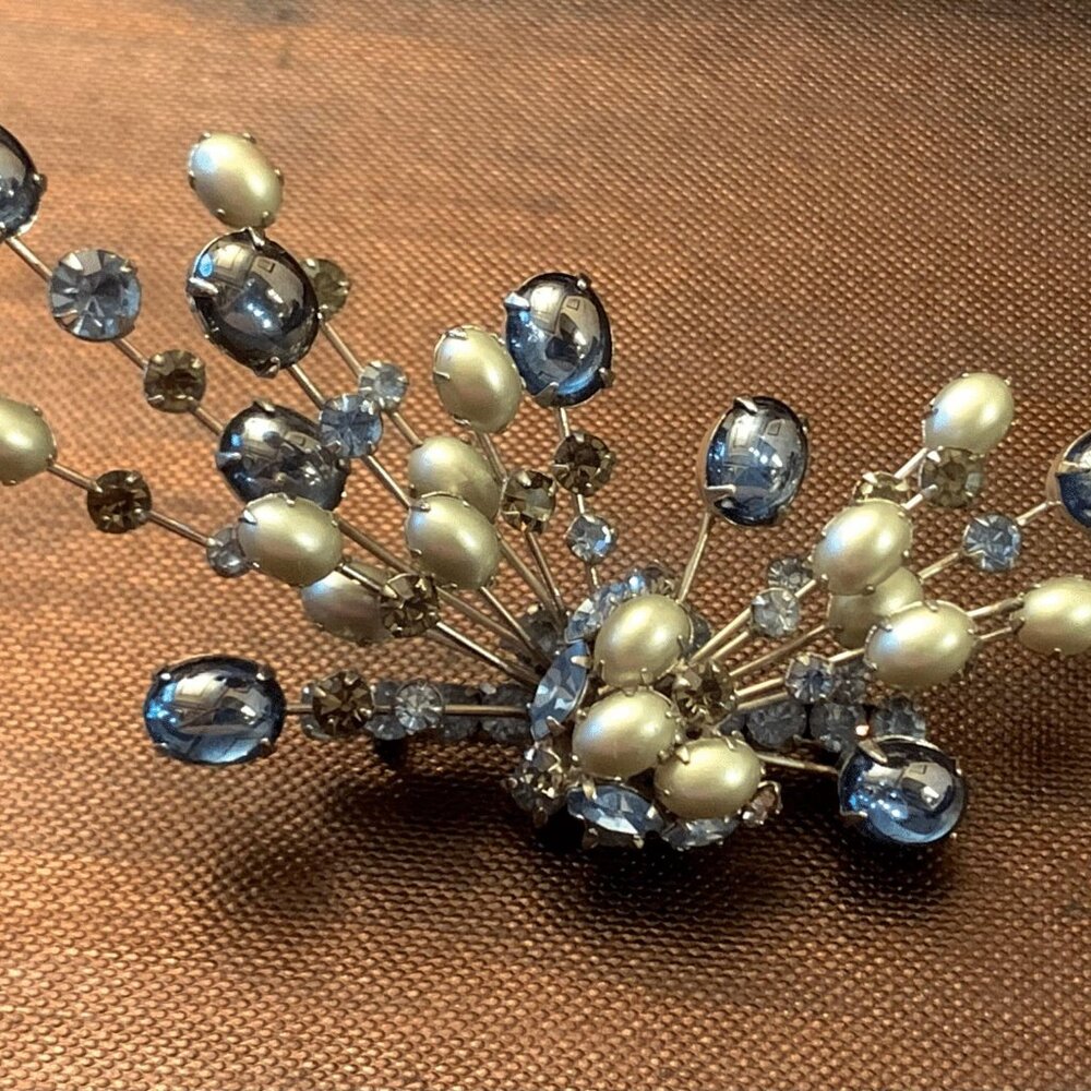 Designer Mid Century Hattie Carnegie Rhinestone Brooch - Signed